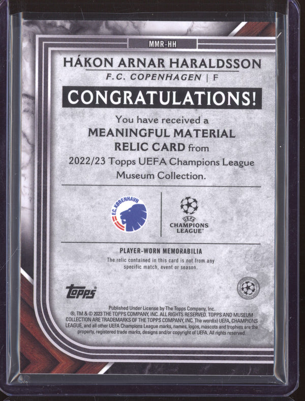 Hakon Arnar Haraldsson 2022-23 Topps Museum Collection UEFA Ruby Patch RC /25