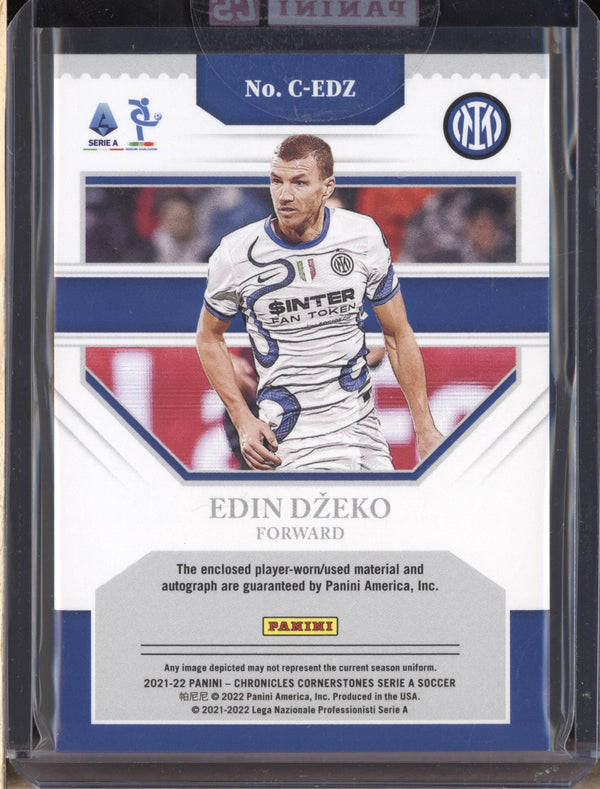 Edin Dzeko 2021-22 Panini Chronicles C-EDZ Cornerstones Quad Jersey Auto 4/94