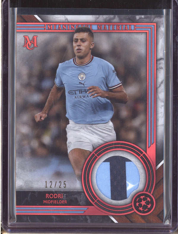 Rodri 2022-23 Topps Museum Collection UEFA Meaningful Material Ruby Patch 12/25