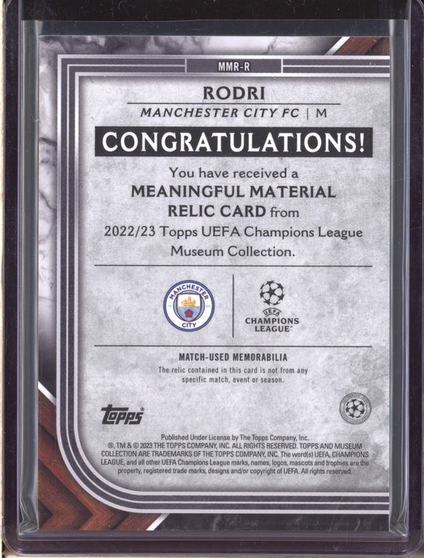 Rodri 2022-23 Topps Museum Collection UEFA Meaningful Material Ruby Patch 12/25