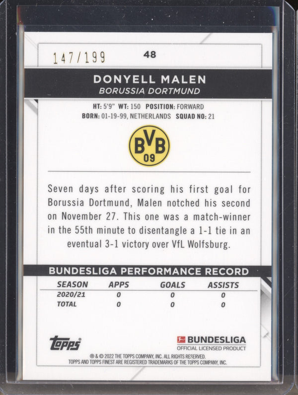 Donyell Malen 2021-22 Topps Finest Bundesliga 48 Black Refractor 147/199