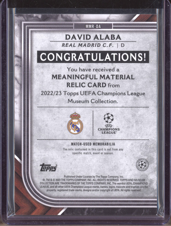 David Alaba 2022-23 Topps Museum Collection UEFA Meaningful Gold Patch 1/50