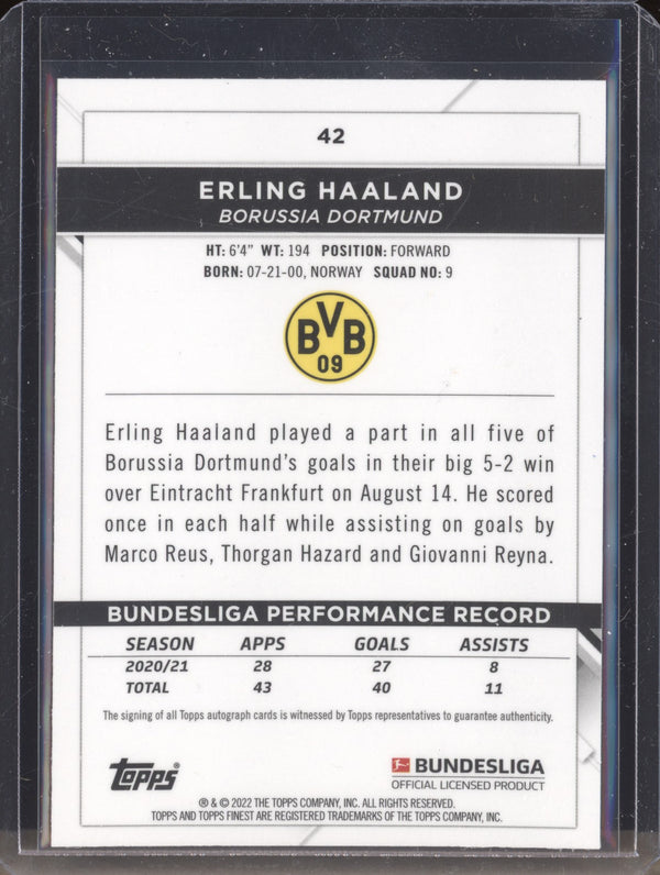 Erling Haaland 2021-22 Topps Finest Bundesliga 42 Refractor