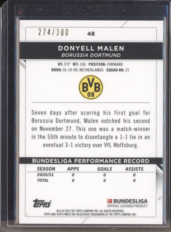 Donyell Malen 2021-22 Topps Finest Bundesliga 48 Pink Refractor 274/300