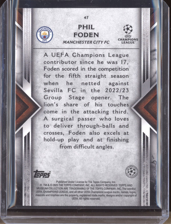 Phil Foden 2022-23 Topps Museum Collection UEFA 47 Amethyst 95/99