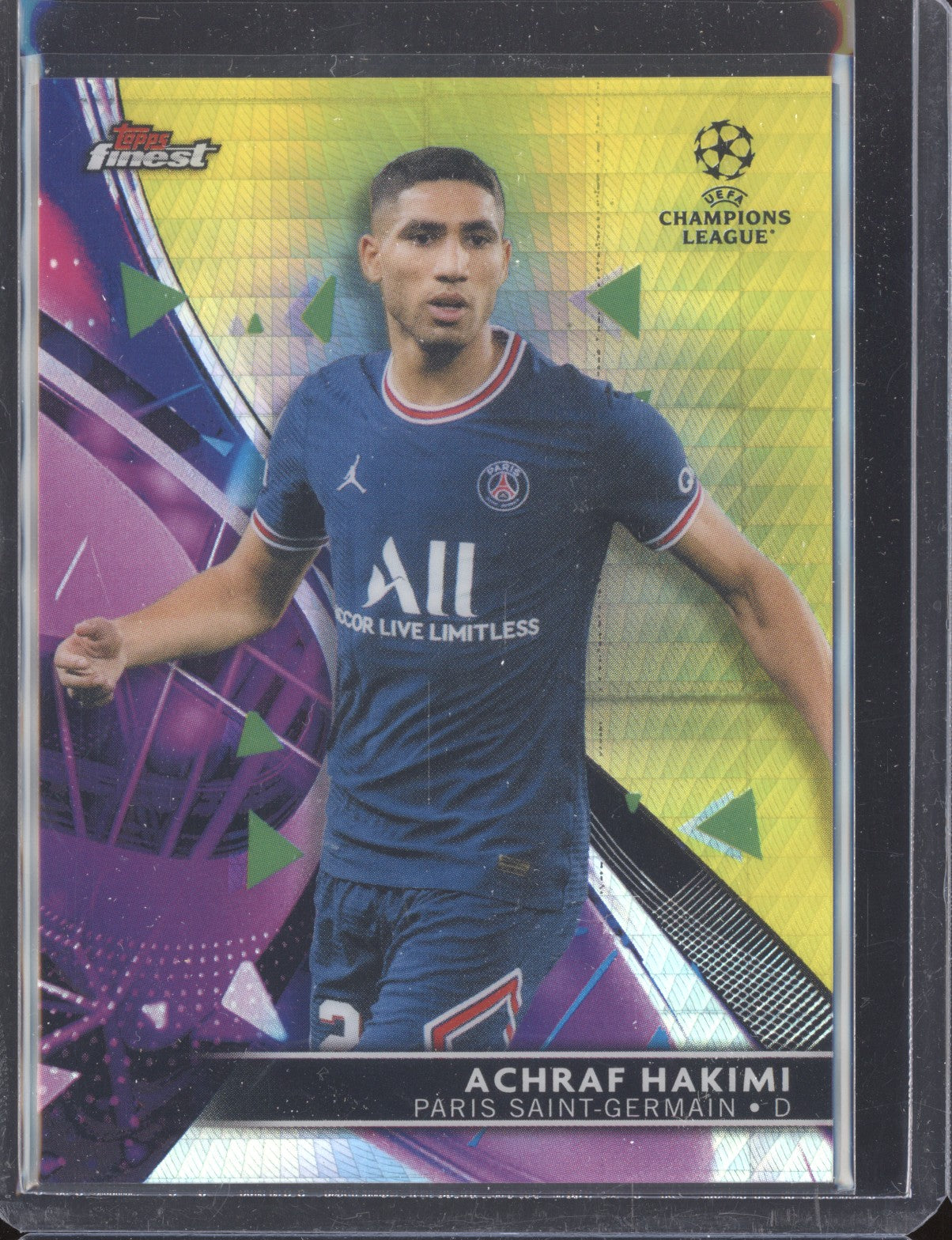 Achraf Hakimi 2021-22 Topps Finest UCL 80 Yellow Refractor 214/250