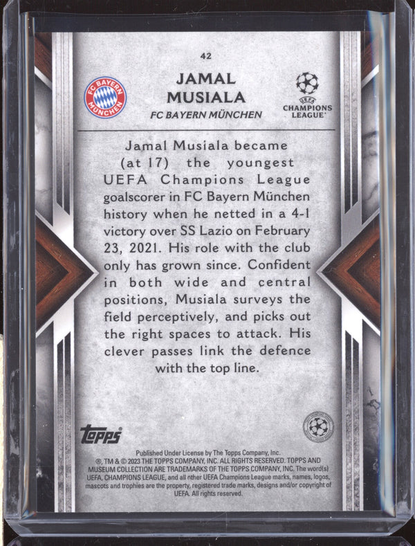 Jamal Musiala 2022-23 Topps Museum Collection UEFA 42 Amethyst 73/99