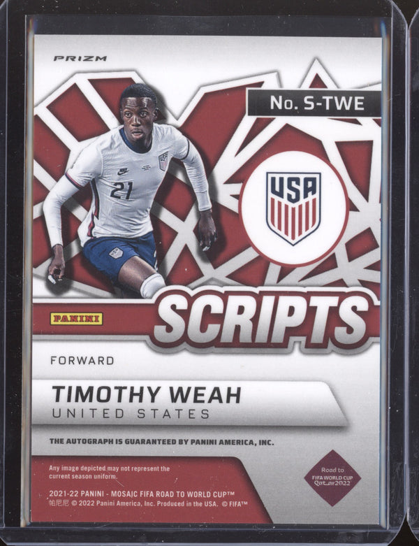 Timothy Weah 2022 Panini Mosaic RTWC S-TWE Scripts Auto