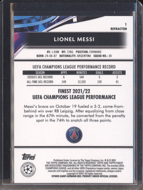 Lionel Messi 2021-22 Topps Finest UCL 1 Refractor