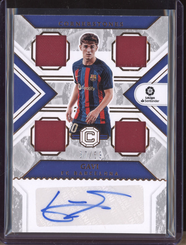 Gavi 2022-23 Panini Chronicles Soccer C-GVI Cornerstones Jersey Auto 37/59