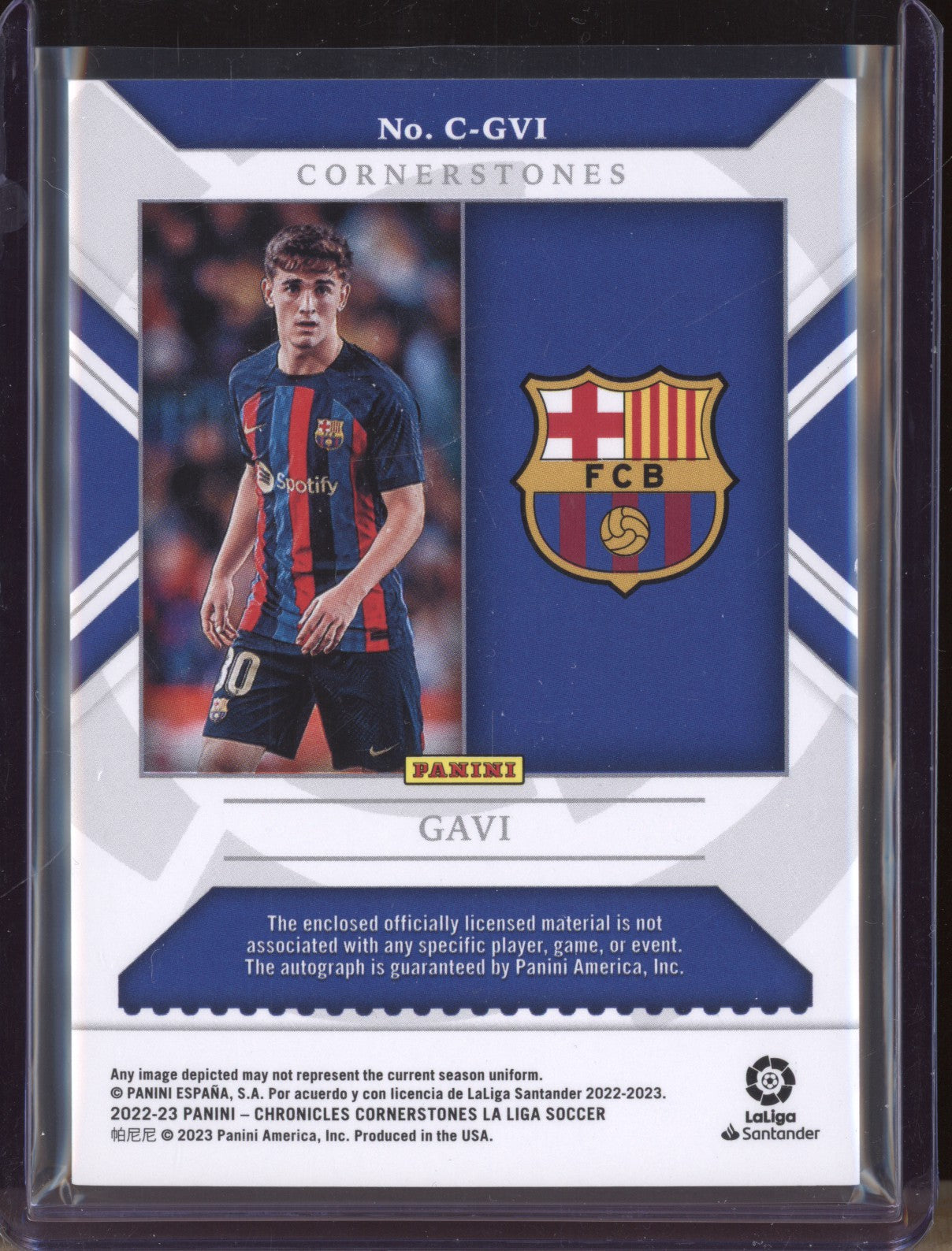 Gavi 2022-23 Panini Chronicles Soccer C-GVI Cornerstones Jersey 