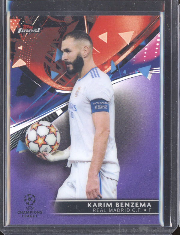 Karim Benzema 2021-22 Topps Finest UCL 46 Purple Refractor 46/299