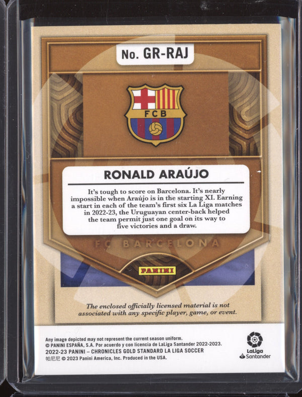 Ronald Araujo 2022-23 Panini Chronicles Soccer GR-RAJ Gold Rush Jersey 98/99