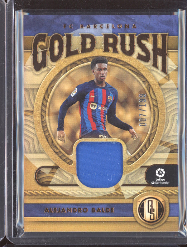 Alejandro Balde 2022-23 Panini Chronicles Soccer GR-ALB Gold Rush Jersey 7/199