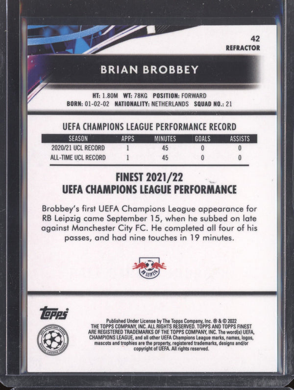 Brian Brobbey 2021-22 Topps Finest UCL 42 Refractor RC