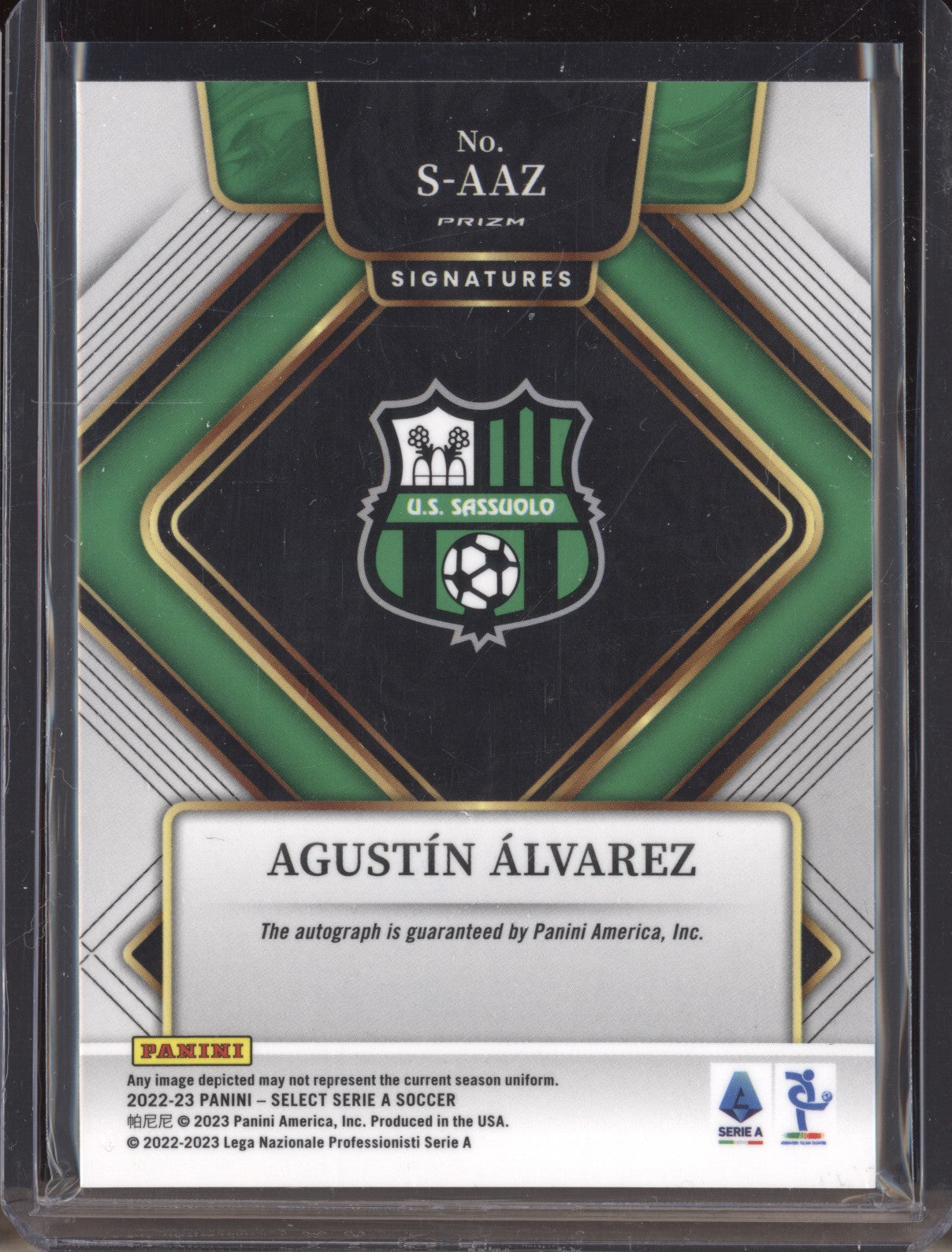 Agustin Alvarez 2022-23 Panini Select Serie A S-AAZ Signatures Auto