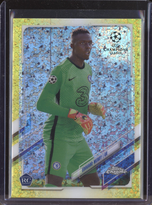 Edouard Mendy 2020-21 Topps Chrome UCL 38 Yellow Mini Diamond Refractor RC 291/299