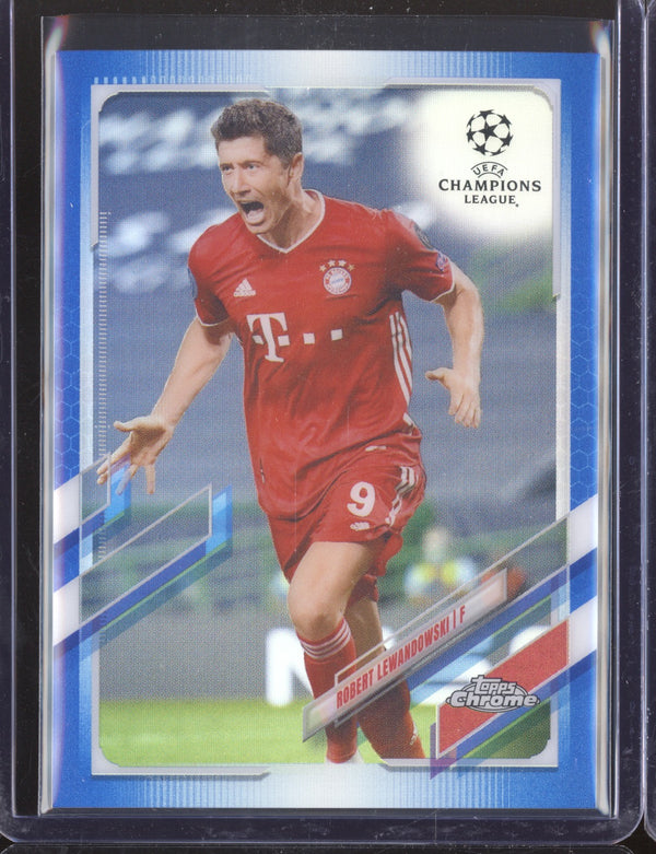 Robert Lewandowski 2020-21 Topps Chrome UCL 50 Blue Refractor 97/150