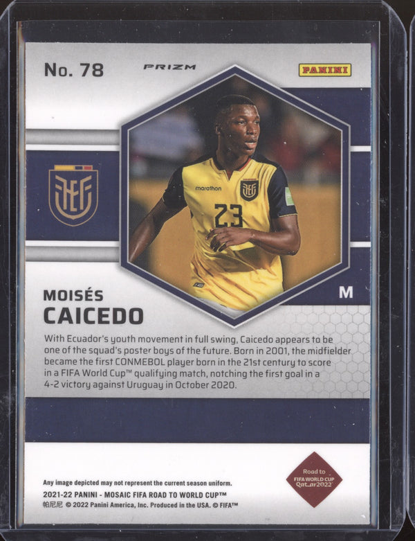 Moises Caicedo 2022 Panini Mosaic RTWC 78 Red RC