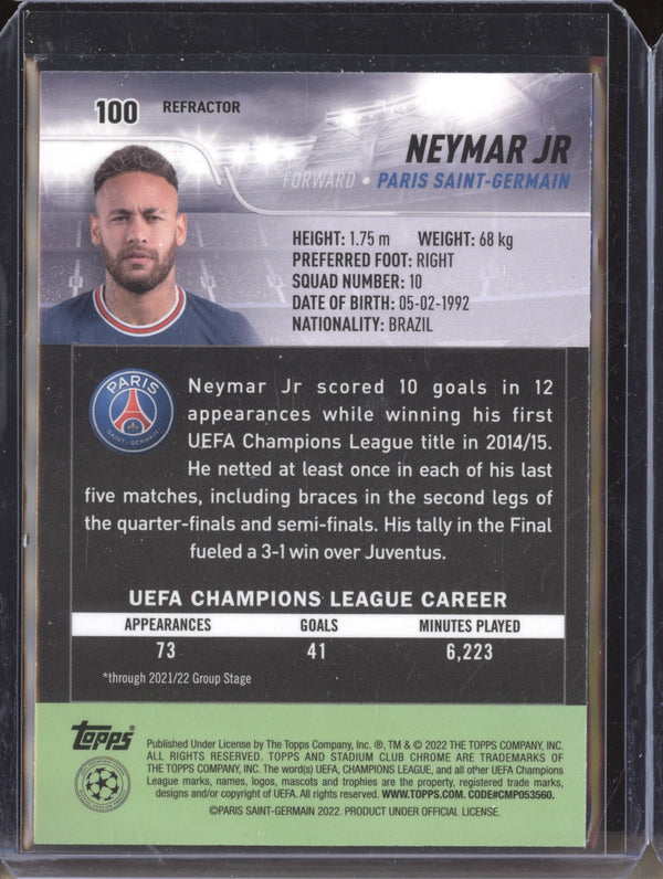 Neymar Jr 2021-22 Topps Stadium Club Chrome UCL 100 Refractor