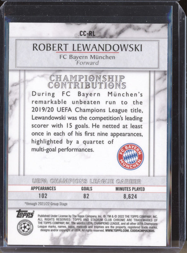 Robert Lewandowski 2021-22 Topps Stadium Club Chrome UCL CC-RL Championship Contributions