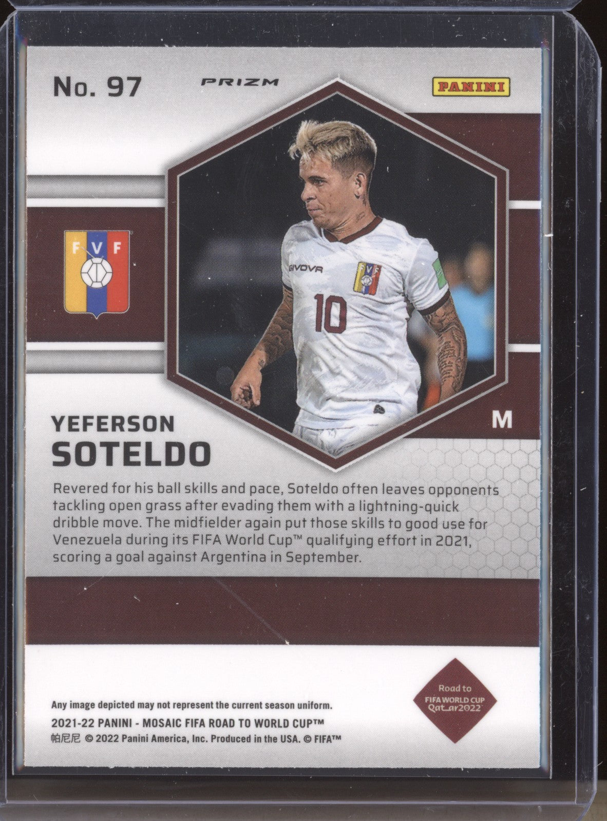 Yeferson Soteldo 2022 Panini Mosaic RTWC 97 Red RC