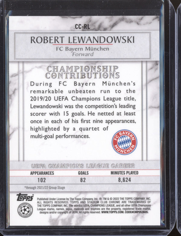 Robert Lewandowski 2021-22 Topps Stadium Club Chrome UCL CC-RL Championship Contributions