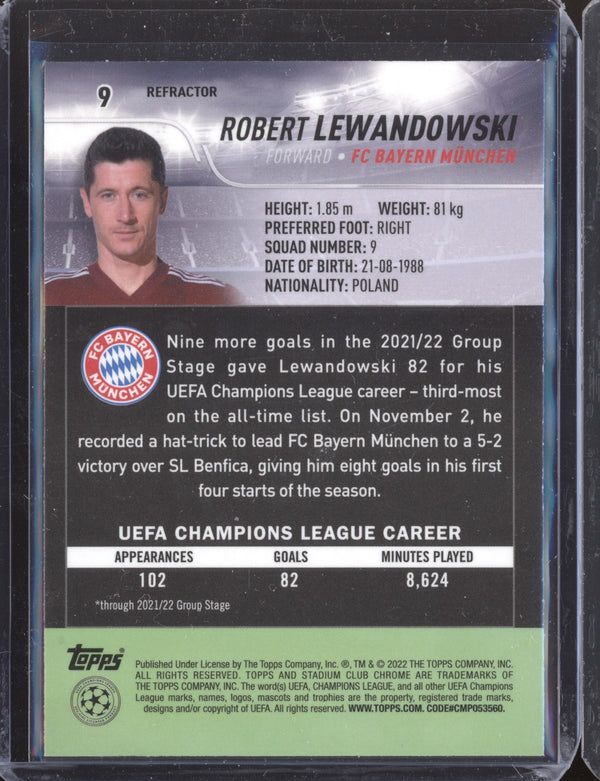 Robert Lewandowski 2021-22 Topps Stadium Club Chrome UCL 9 Refractor