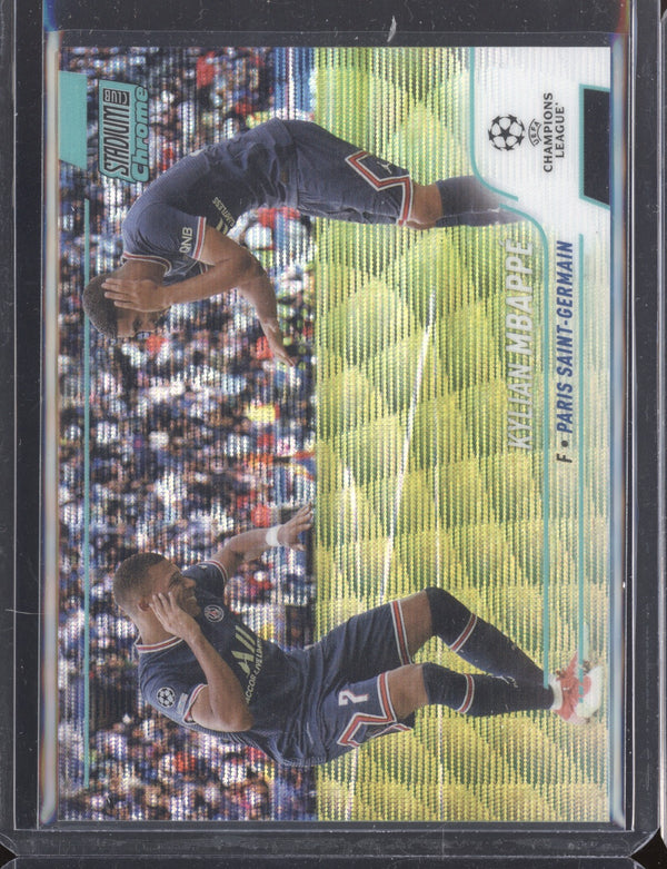 Kylian Mbappe 2021-22 Topps Stadium Club Chrome UCL 75 Aqua Wave Refractor 49/250