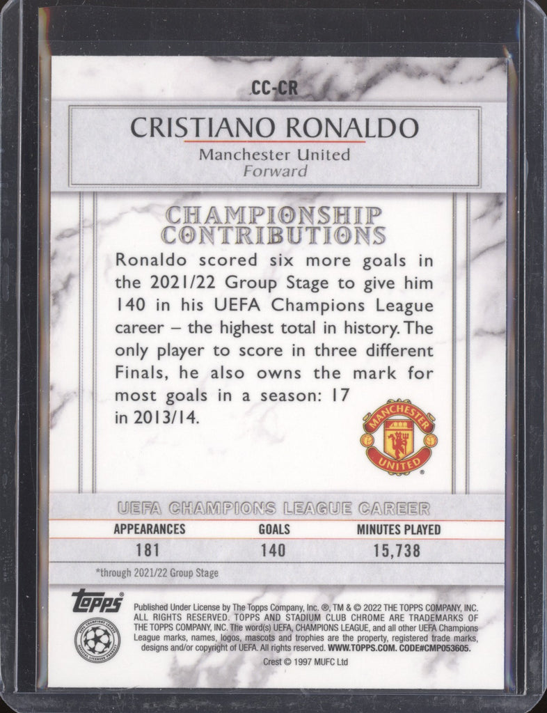 Cristiano Ronaldo 2021-22 Topps Stadium Club Chrome UCL CC-CR Champion ...