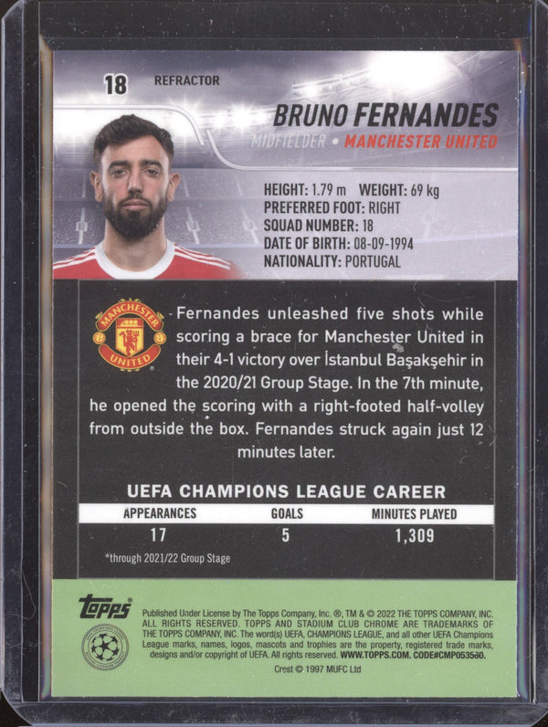 Bruno Fernandes 2021-22 Topps Stadium Club Chrome UCL 18 Refractor