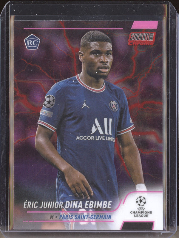 Eric Junior Dina Ebimbe 2021-22 Topps Stadium Club Chrome UCL 41 Pink Red Electric Charge RC