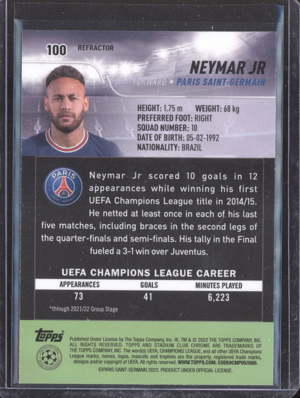 Neymar Jr 2021-22 Topps Stadium Club Chrome UCL 100 Refractor