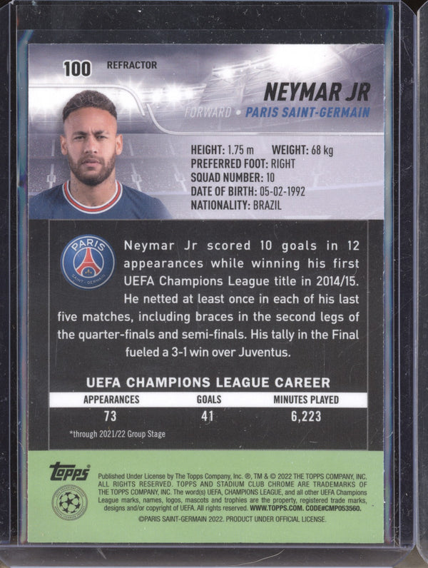 Neymar Jr 2021-22 Topps Stadium Club Chrome UCL 100 Refractor