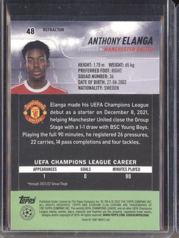 Anthony Elanga 2021-22 Topps Stadium Club Chrome UCL 48 Refractor RC