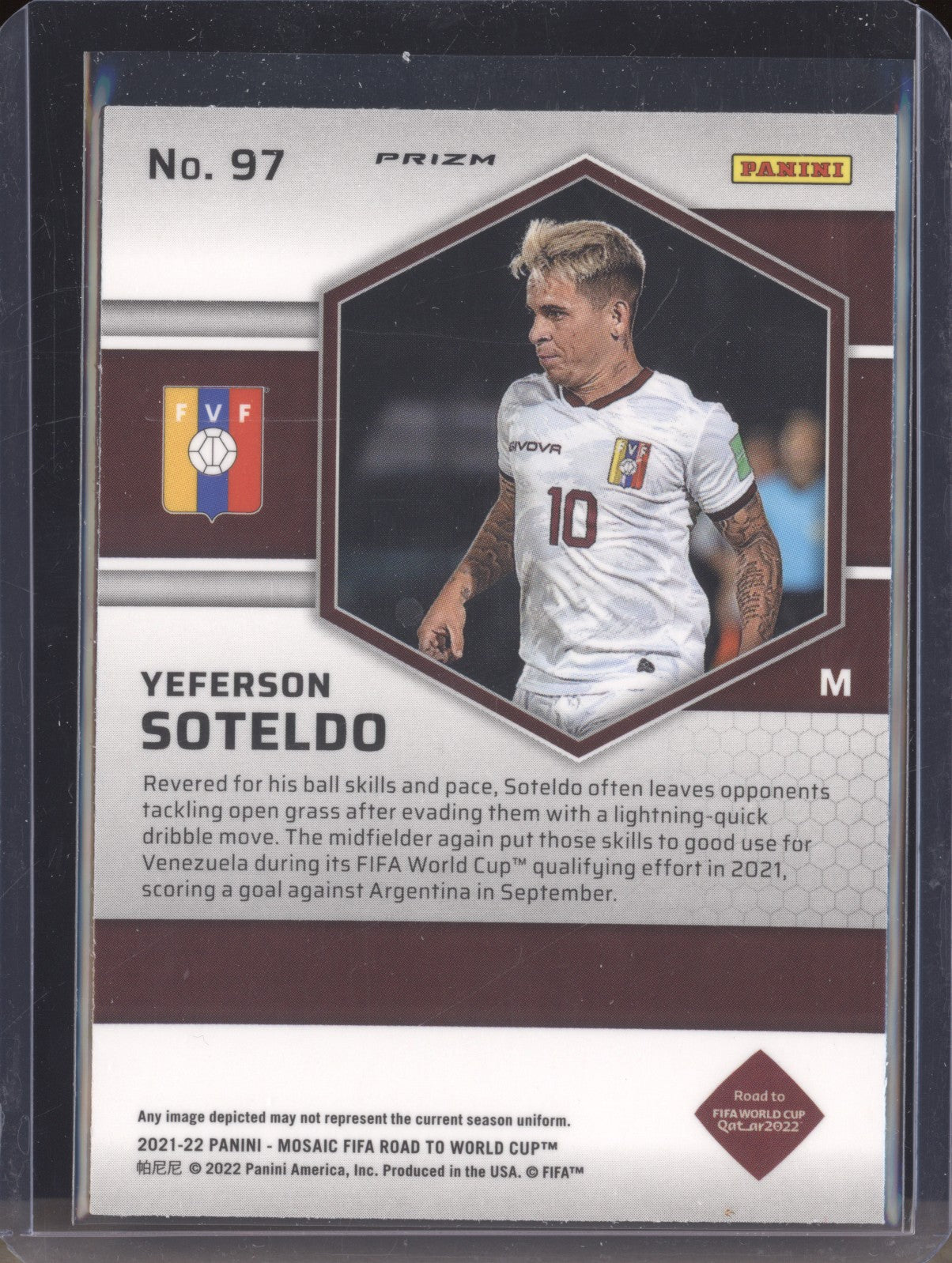 Yeferson Soteldo 2022 Panini Mosaic RTWC 97 Red RC