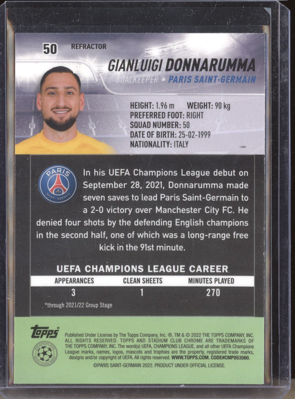 Gianluigi Donnarumma 2021-22 Topps Stadium Club Chrome UCL 50 Refractor