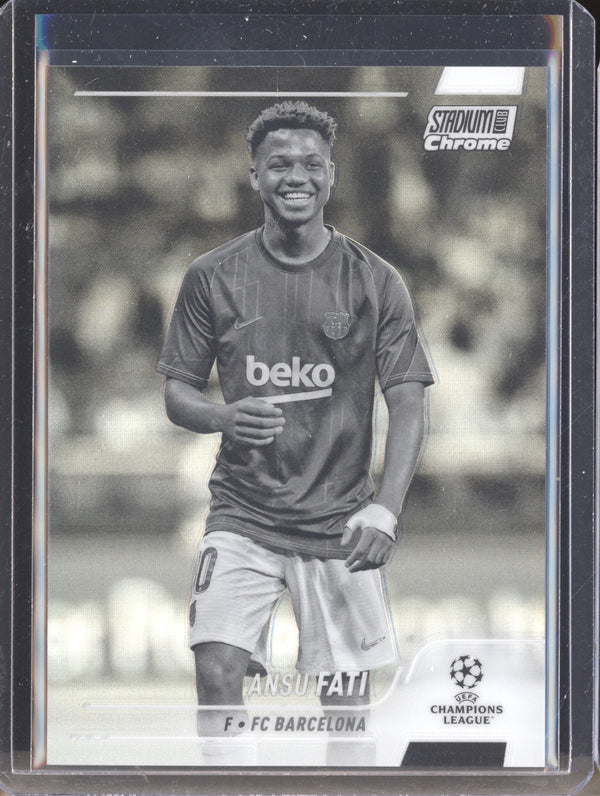 Ansu Fati 2021-22 Topps Stadium Club Chrome UCL 73 Black & White Refractor 155/299