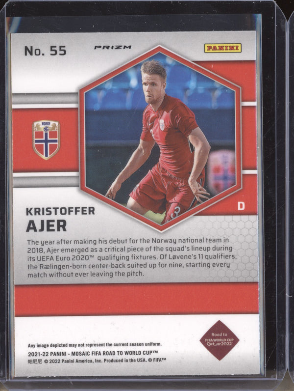 Kristoffer Ajer 2022 Panini Mosaic RTWC 55 Silver RC