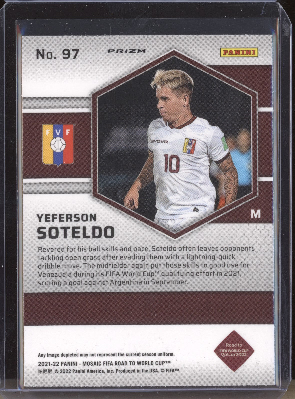 Yeferson Soteldo 2022 Panini Mosaic RTWC 97 Silver RC