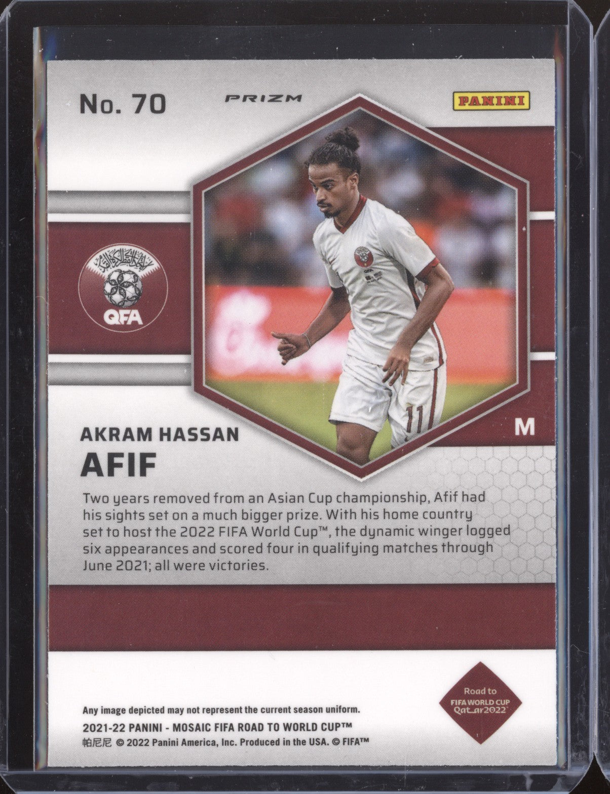 Akram Hassan Afif 2022 Panini Mosaic RTWC 70 Silver RC