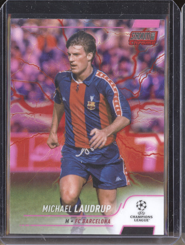 Michael Laudrup 2021-22 Topps Stadium Club Chrome UCL 13 Pink Red Electric Charge