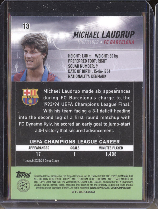 Michael Laudrup 2021-22 Topps Stadium Club Chrome UCL 13 Pink Red Electric Charge