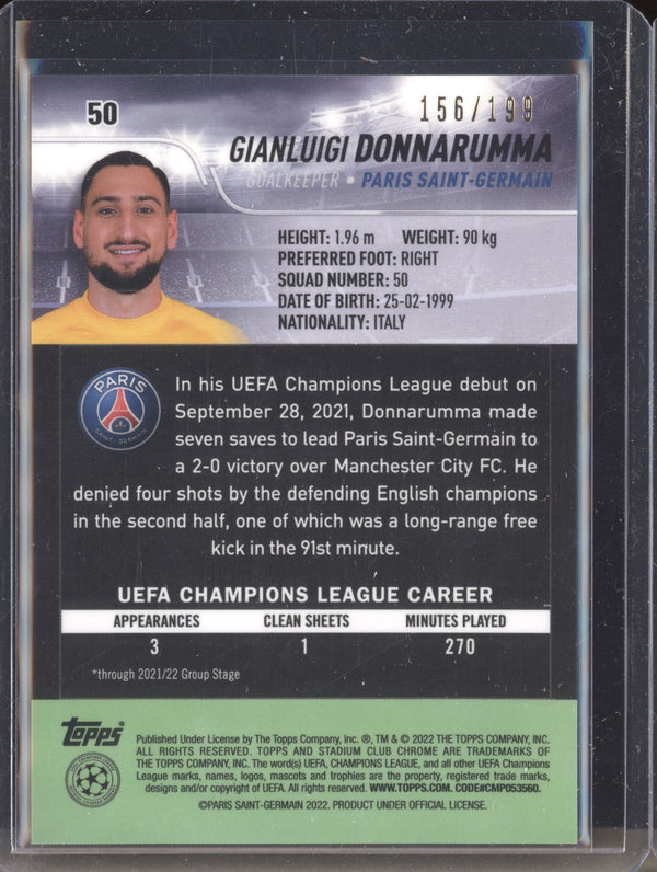 Gianluigi Donnarumma 2021-22 Topps Stadium Club Chrome UCL 50 Aqua Green Electric Charge 156/199