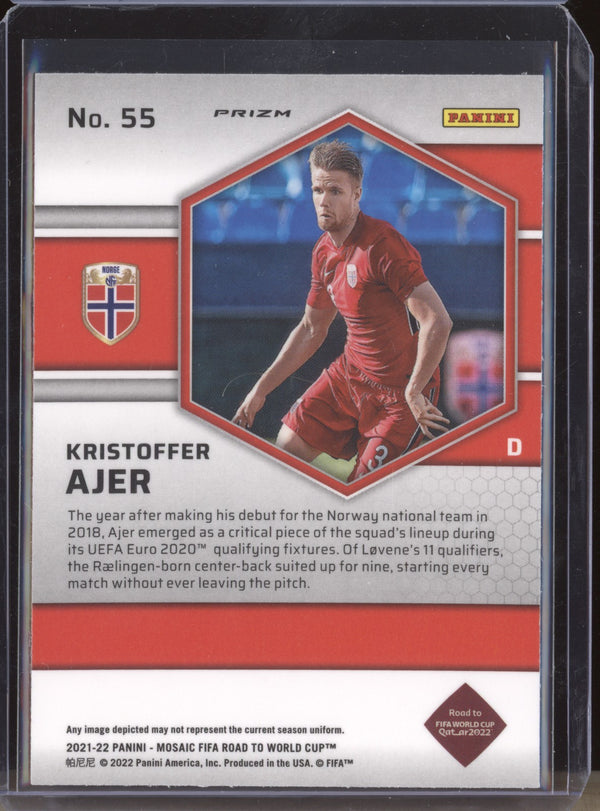 Kristoffer Ajer 2022 Panini Mosaic RTWC 55 Silver RC