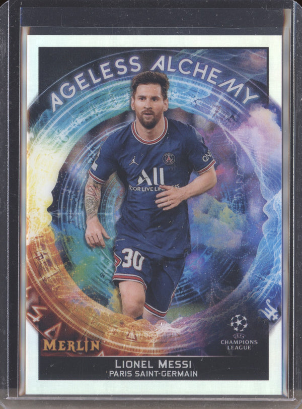 Lionel Messi 2021-22 Topps Merlin Chrome UEFA AA-1 Ageless Alchemy