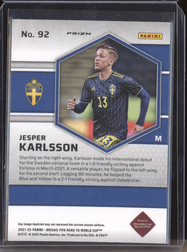 Jesper Karlsson 2022 Panini Mosaic RTWC 92 Silver RC