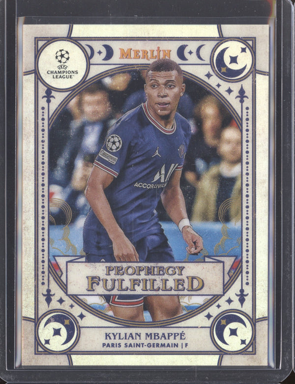 Kylian Mbappe 2021-22 Topps Merlin Chrome UEFA PF-5 Prophecy Fulfilled