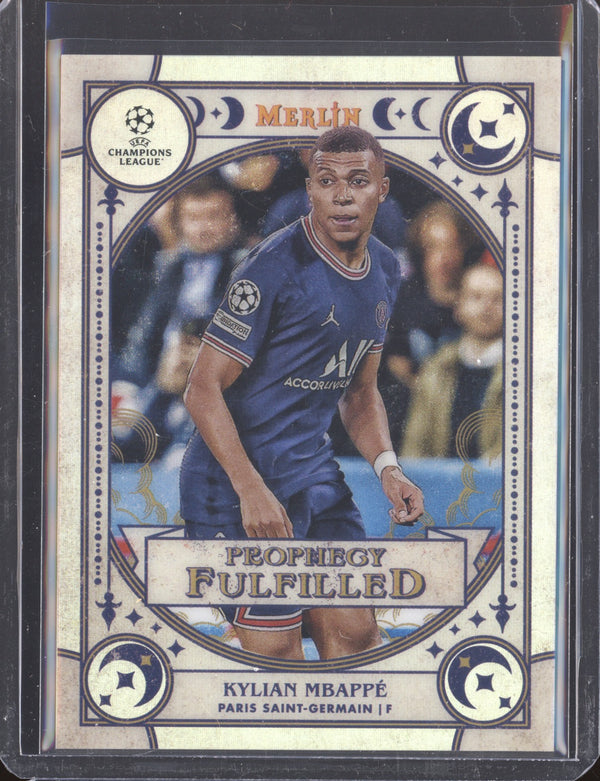 Kylian Mbappe 2021-22 Topps Merlin Chrome UEFA PF-5 Prophecy Fulfilled