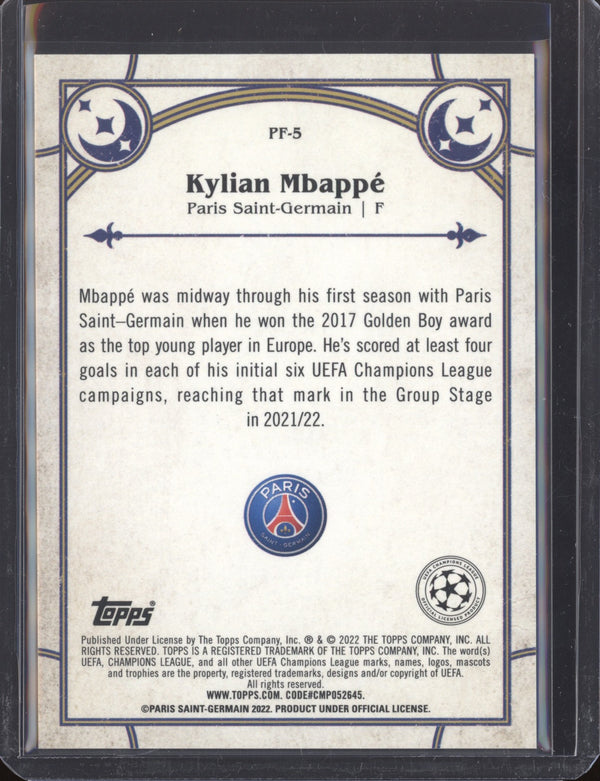 Kylian Mbappe 2021-22 Topps Merlin Chrome UEFA PF-5 Prophecy Fulfilled